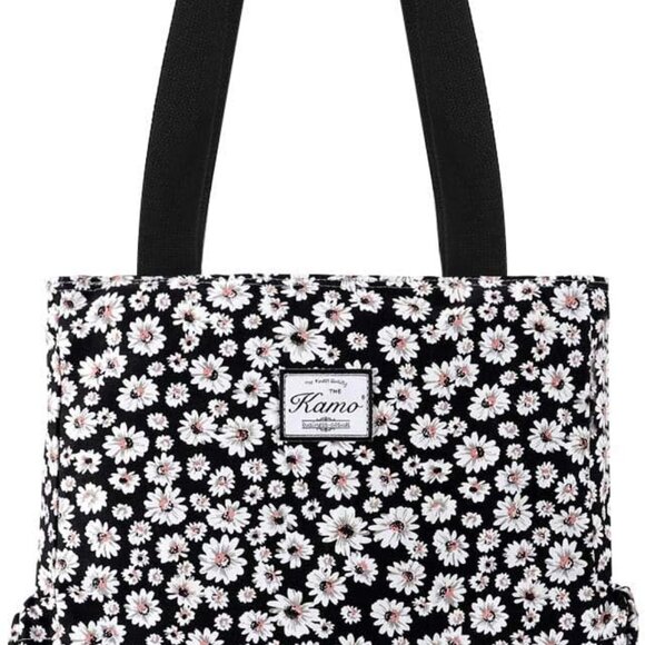 Floral Tote Bag Polyester Waterproof Large Capacity Travel Gym Beach Shoulder - Picture 1 of 6